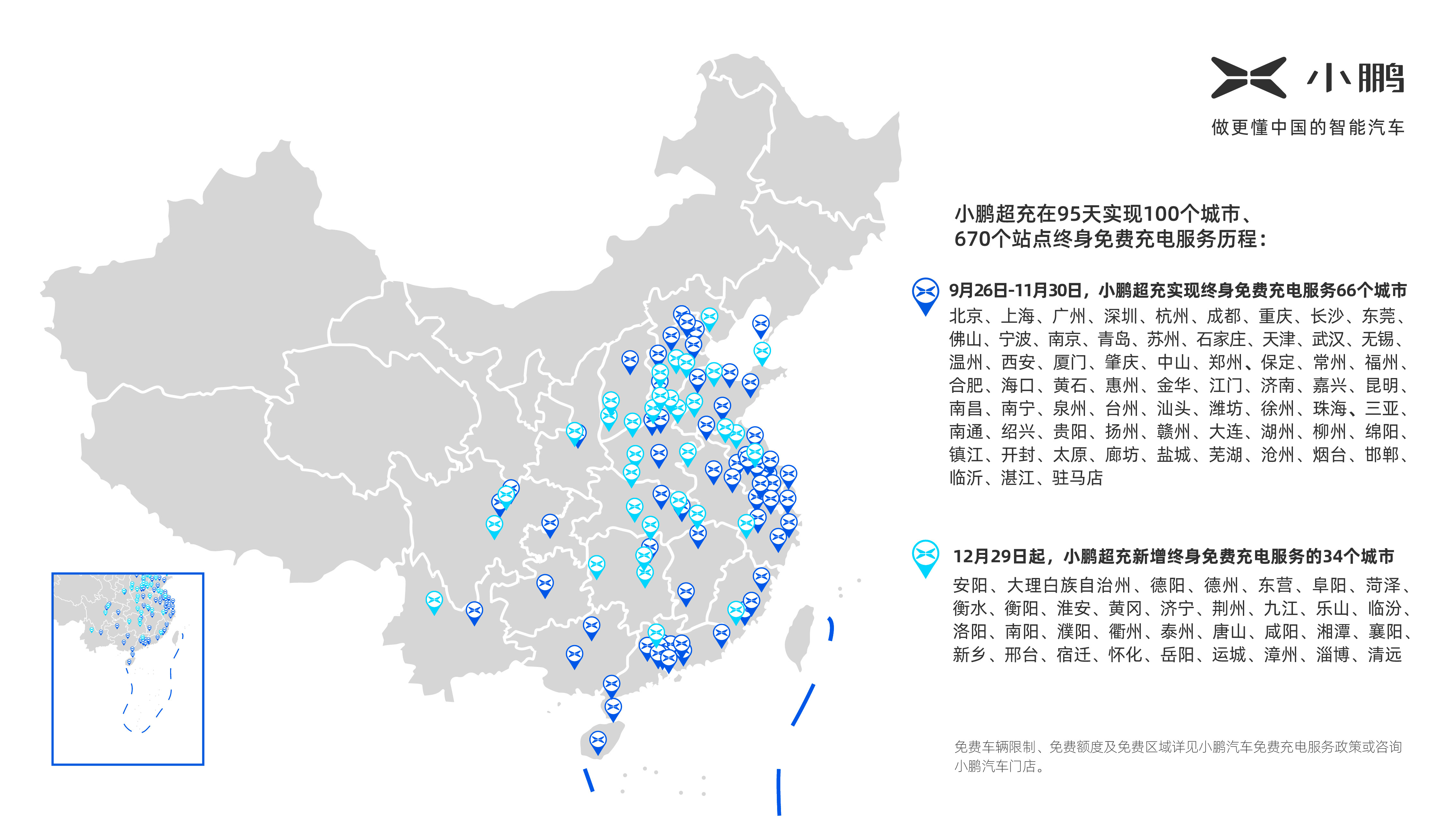 行業(yè)最快！小鵬汽車95天實(shí)現(xiàn)100個(gè)城市終身免費(fèi)充電服務(wù)