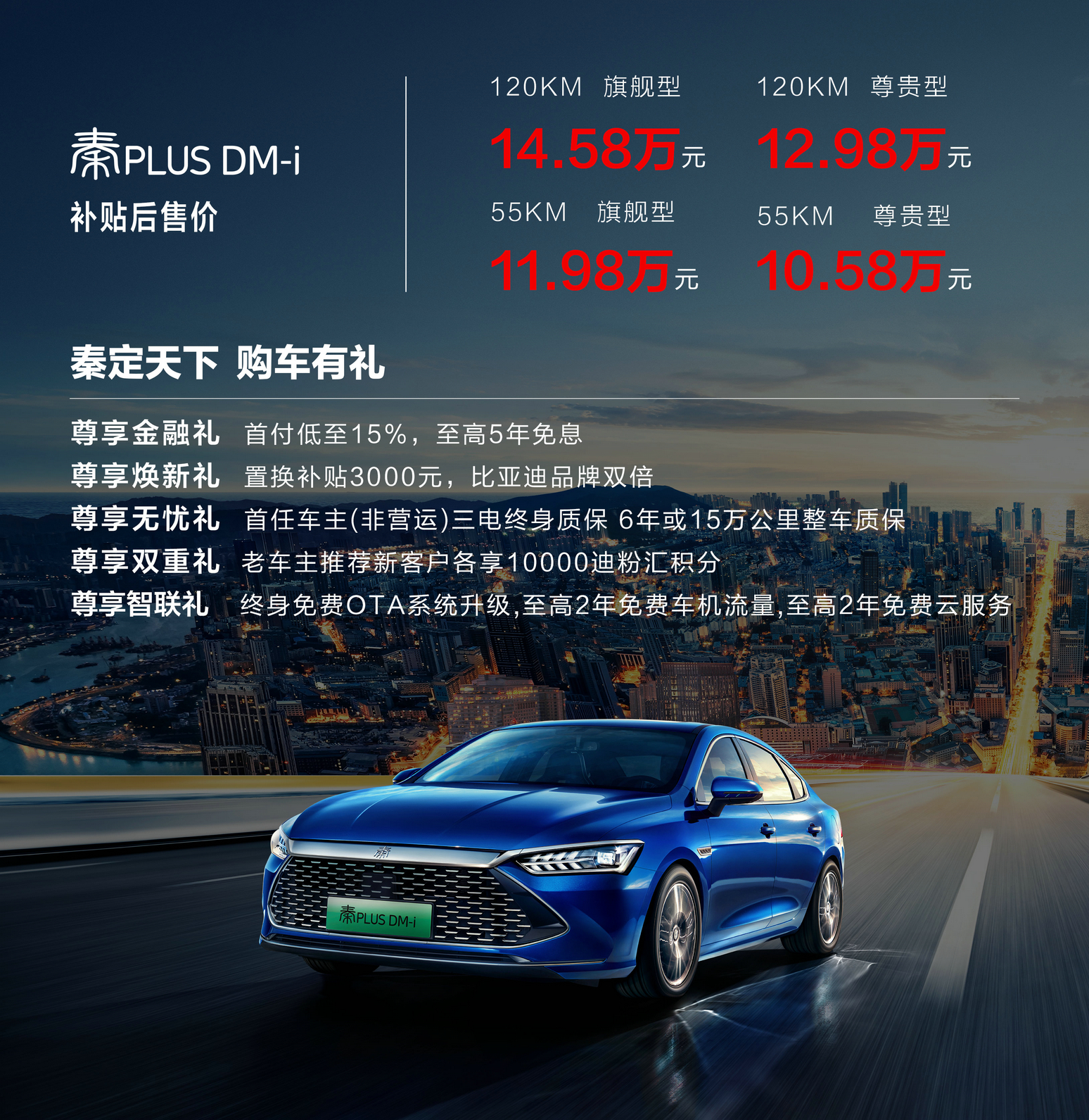 售價10.58萬-14.58萬元, “燃油轎車顛覆者”秦PLUS DM-i震撼上市