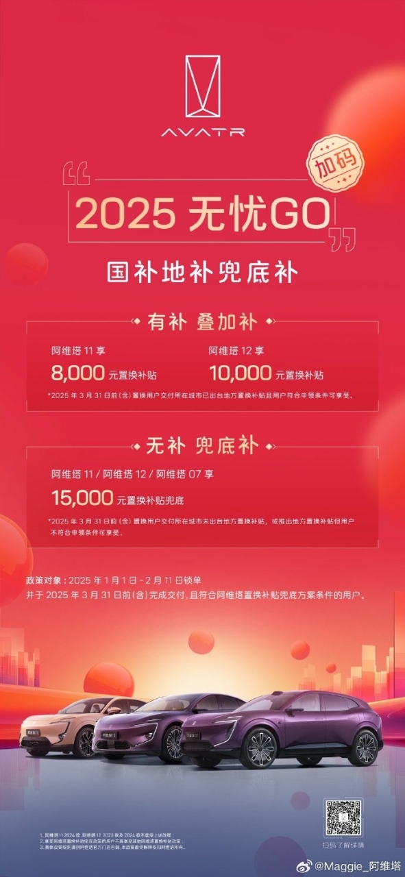 阿維塔推出國補地補兜底補政策，購車補貼再升級