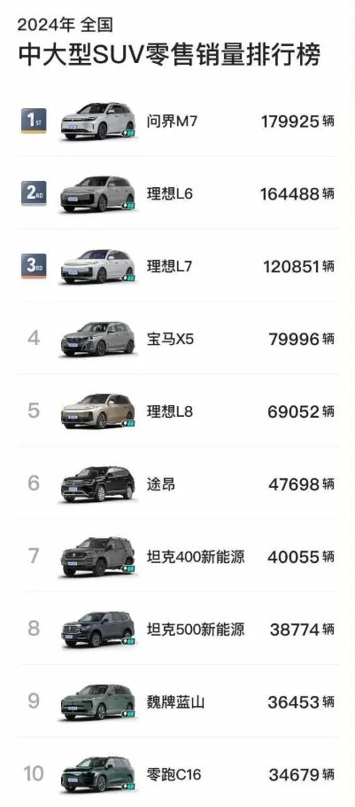 2024年,各級別銷冠都是誰?(SUV篇) 2024年,各級別SUV銷冠都是誰?