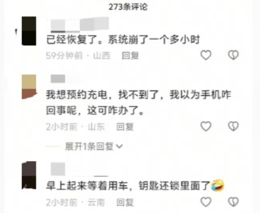 比亞迪王朝、海洋App出現網絡故障，無法進行解鎖車輛等操作，現已恢復